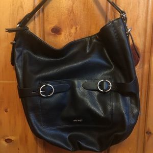 20Nine West black leather shoulder bag hobo